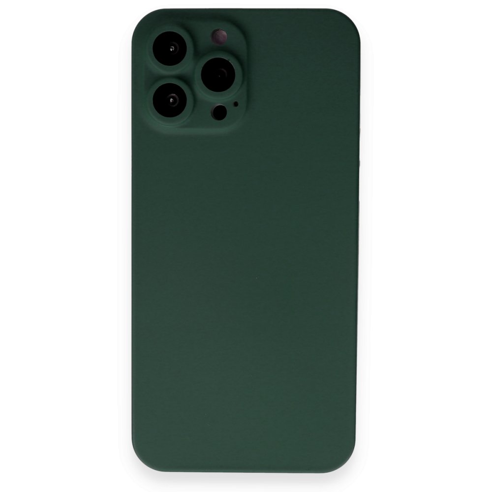 Newface iPhone 13 Pro Max Kılıf 360 Mat Full Body Silikon Kapak - Koyu Yeşil