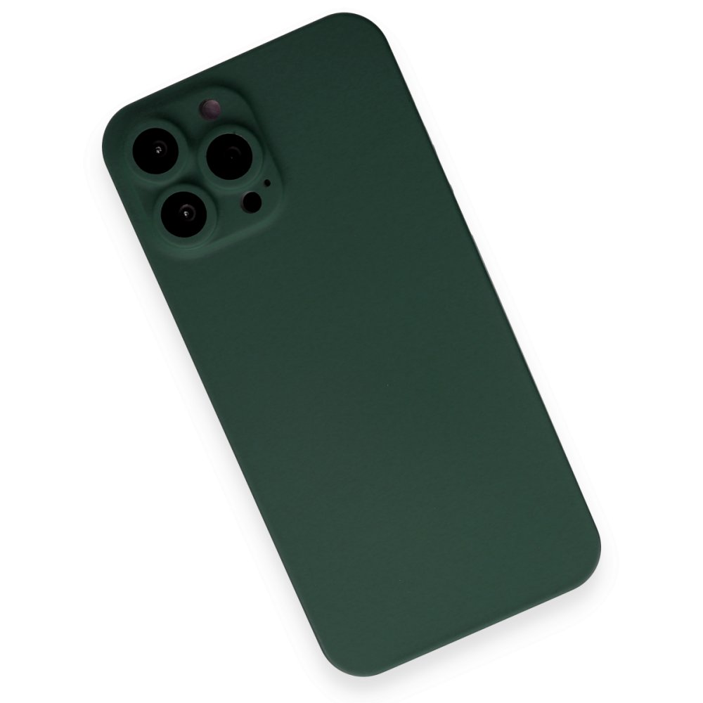 Newface iPhone 13 Pro Max Kılıf 360 Mat Full Body Silikon Kapak - Koyu Yeşil