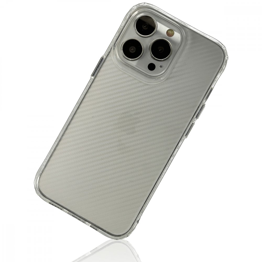 Newface iPhone 13 Pro Max Kılıf 3D Vera Karbon Silikon - Şeffaf