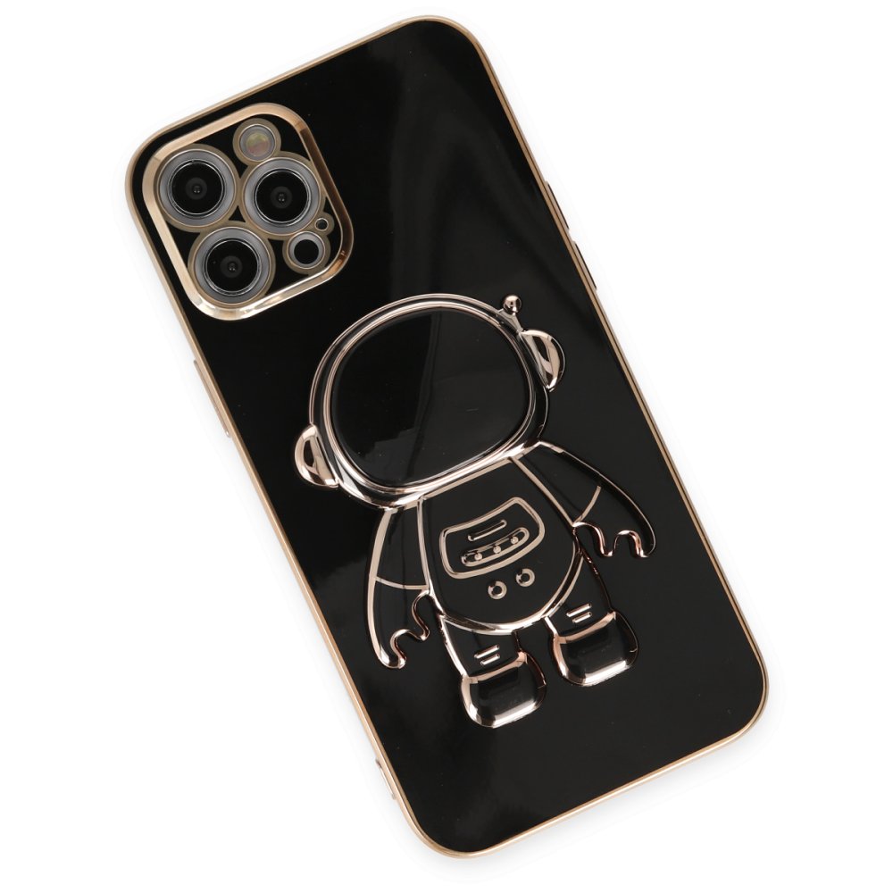 Newface iPhone 13 Pro Max Kılıf Aston Stand Silikon - Siyah