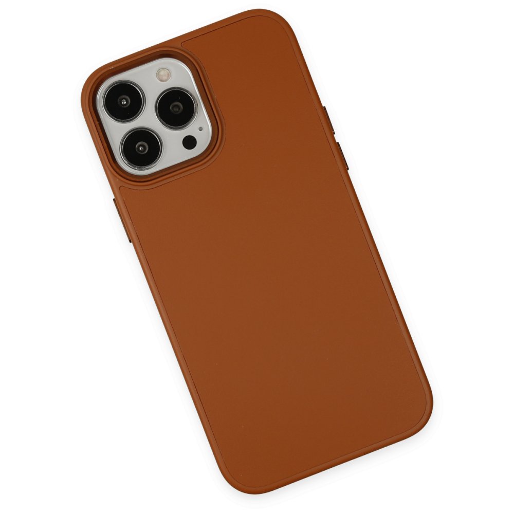 Newface iPhone 13 Pro Max Kılıf Asya Deri Silikon - Kahverengi