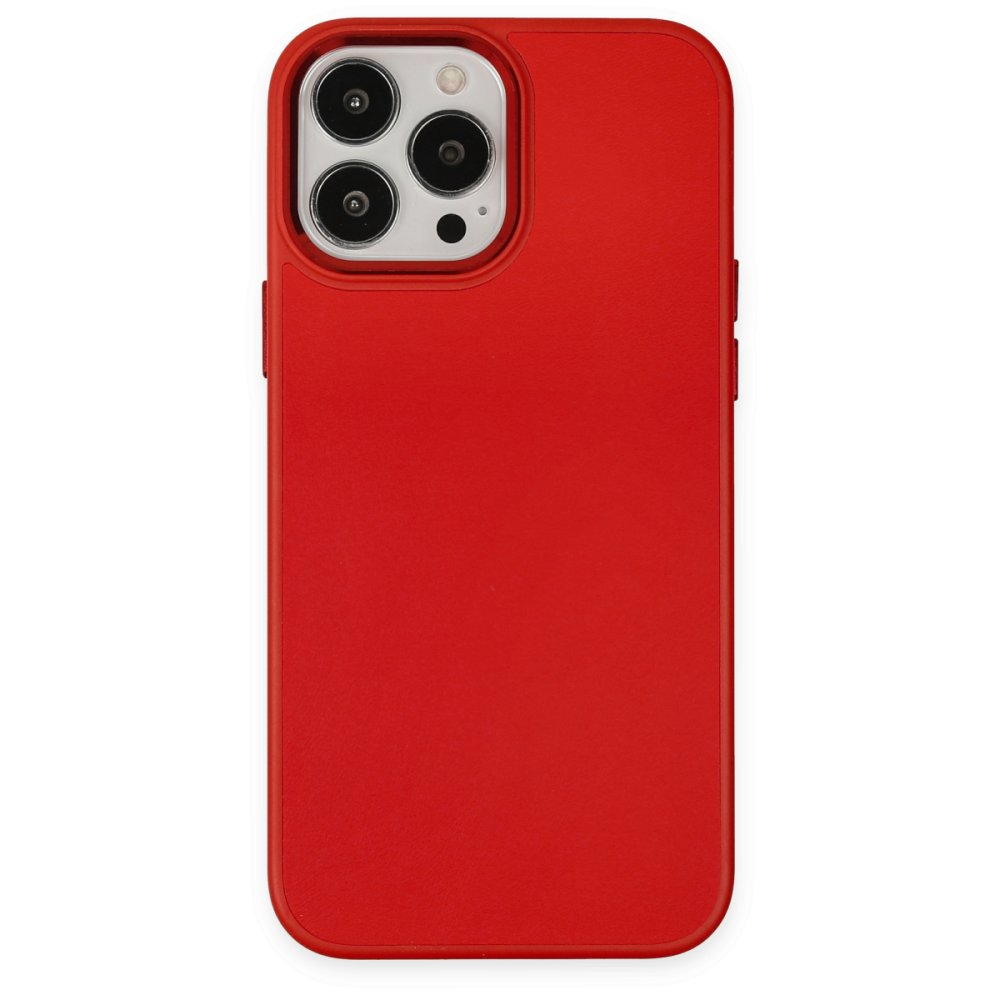 Newface iPhone 13 Pro Max Kılıf Asya Deri Silikon - Kırmızı