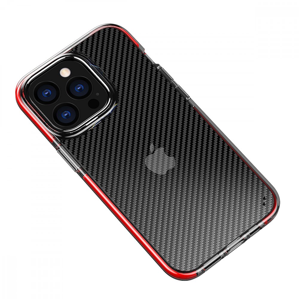 Newface iPhone 13 Pro Max Kılıf Bambi Karbon Silikon - Kırmızı