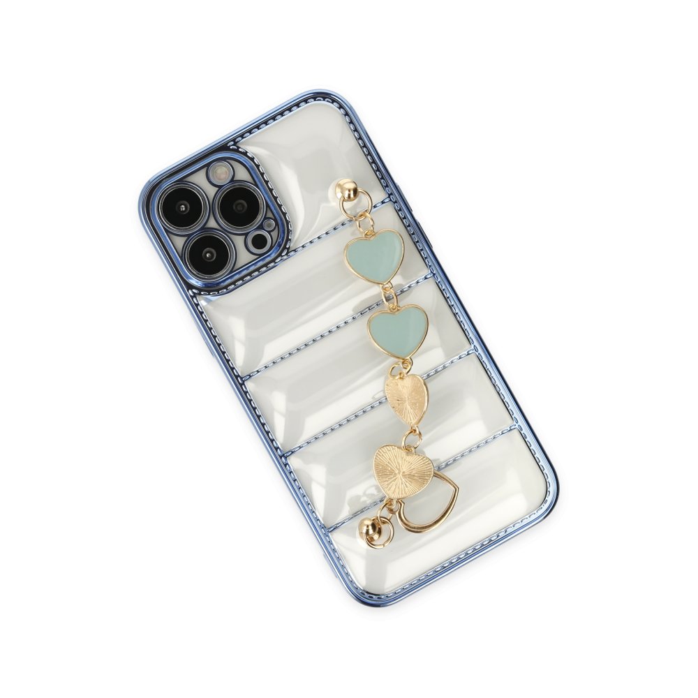 Newface iPhone 13 Pro Max Kılıf Berlin Elcekli Silikon - Mavi