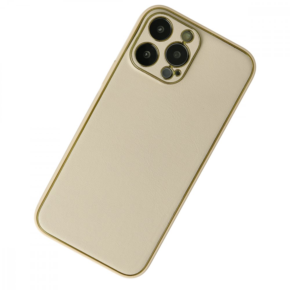 Newface iPhone 13 Pro Max Kılıf Coco Deri Silikon Kapak - Gold