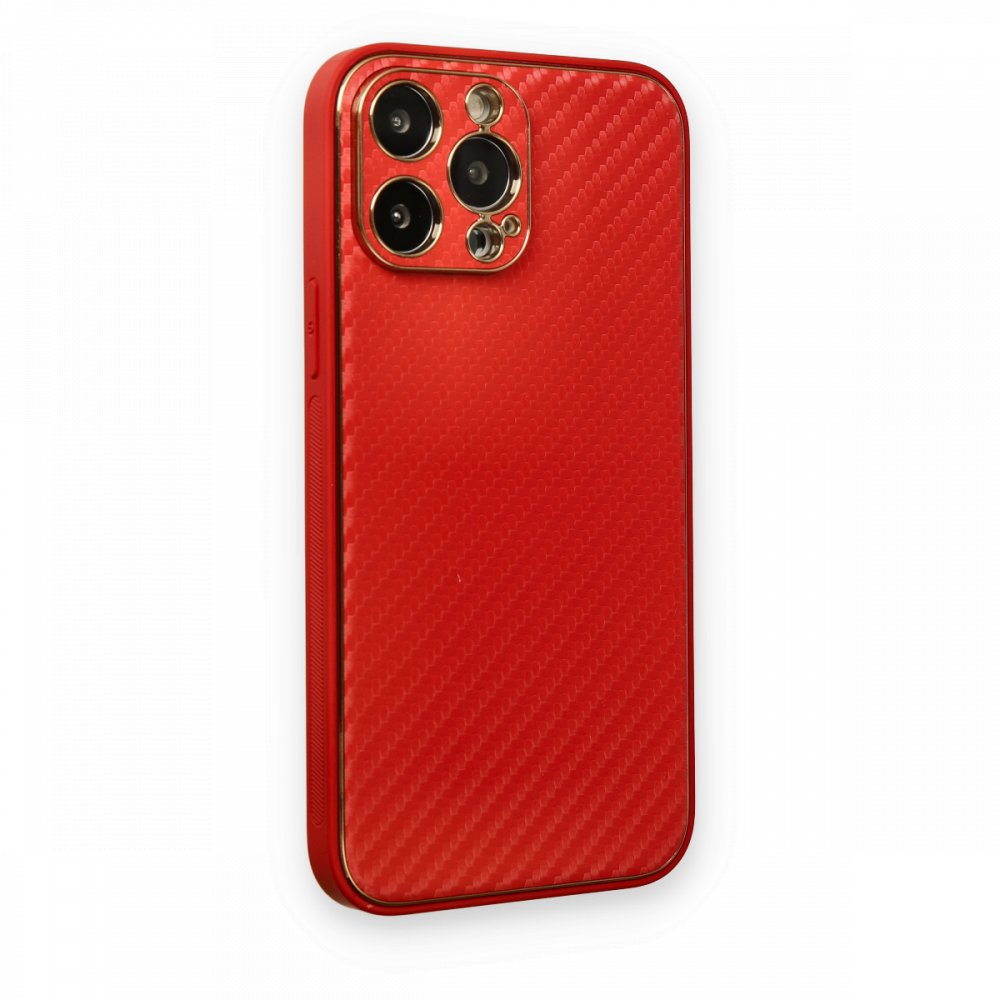Newface iPhone 13 Pro Max Kılıf Coco Karbon Silikon - Kırmızı