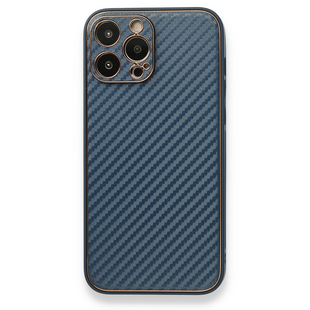 Newface iPhone 13 Pro Max Kılıf Coco Karbon Silikon - Mavi