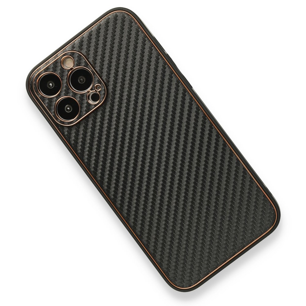 Newface iPhone 13 Pro Max Kılıf Coco Karbon Silikon - Siyah