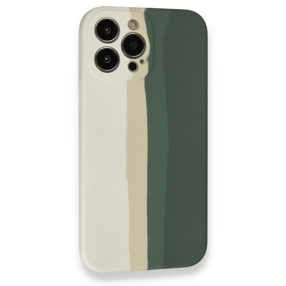 Newface iPhone 13 Pro Max Kılıf Ebruli Lansman Silikon - Beyaz-Gri