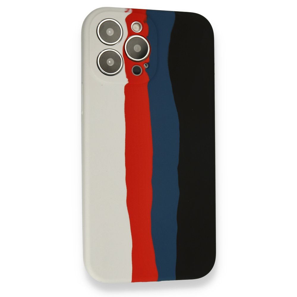 Newface iPhone 13 Pro Max Kılıf Ebruli Lansman Silikon - Beyaz-Siyah