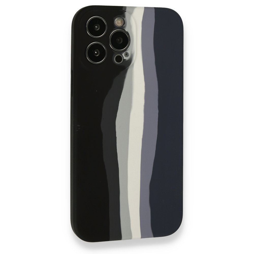 Newface iPhone 13 Pro Max Kılıf Ebruli Lansman Silikon - Siyah-Lacivert
