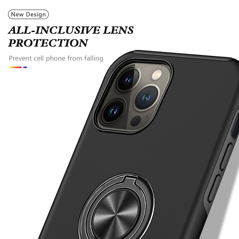 Newface iPhone 13 Pro Max Kılıf Elit Yüzüklü Kapak - Siyah