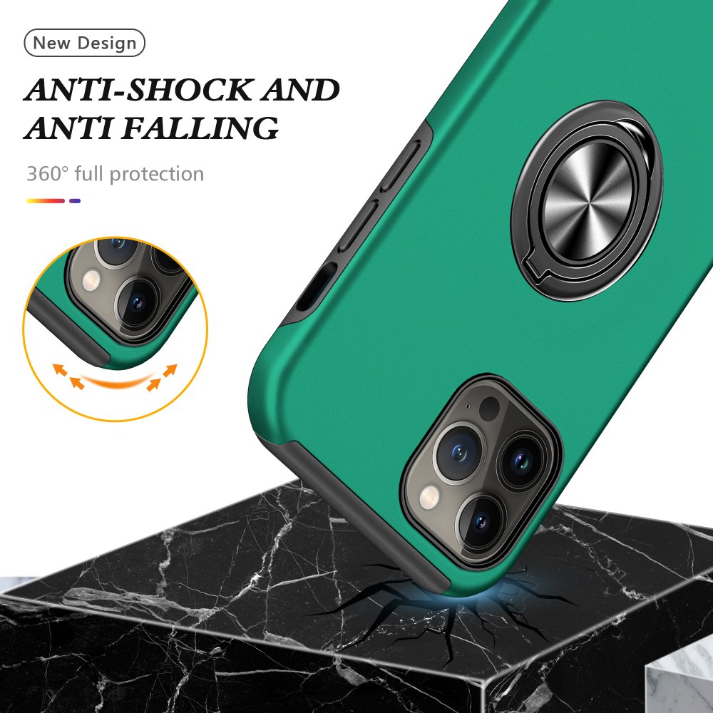 Newface iPhone 13 Pro Max Kılıf Elit Yüzüklü Kapak - Yeşil