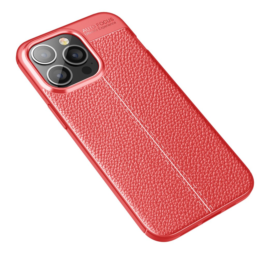 Newface iPhone 13 Pro Max Kılıf Focus Derili Silikon - Kırmızı