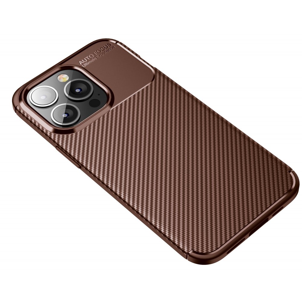 Newface iPhone 13 Pro Max Kılıf Focus Karbon Silikon - Kahverengi