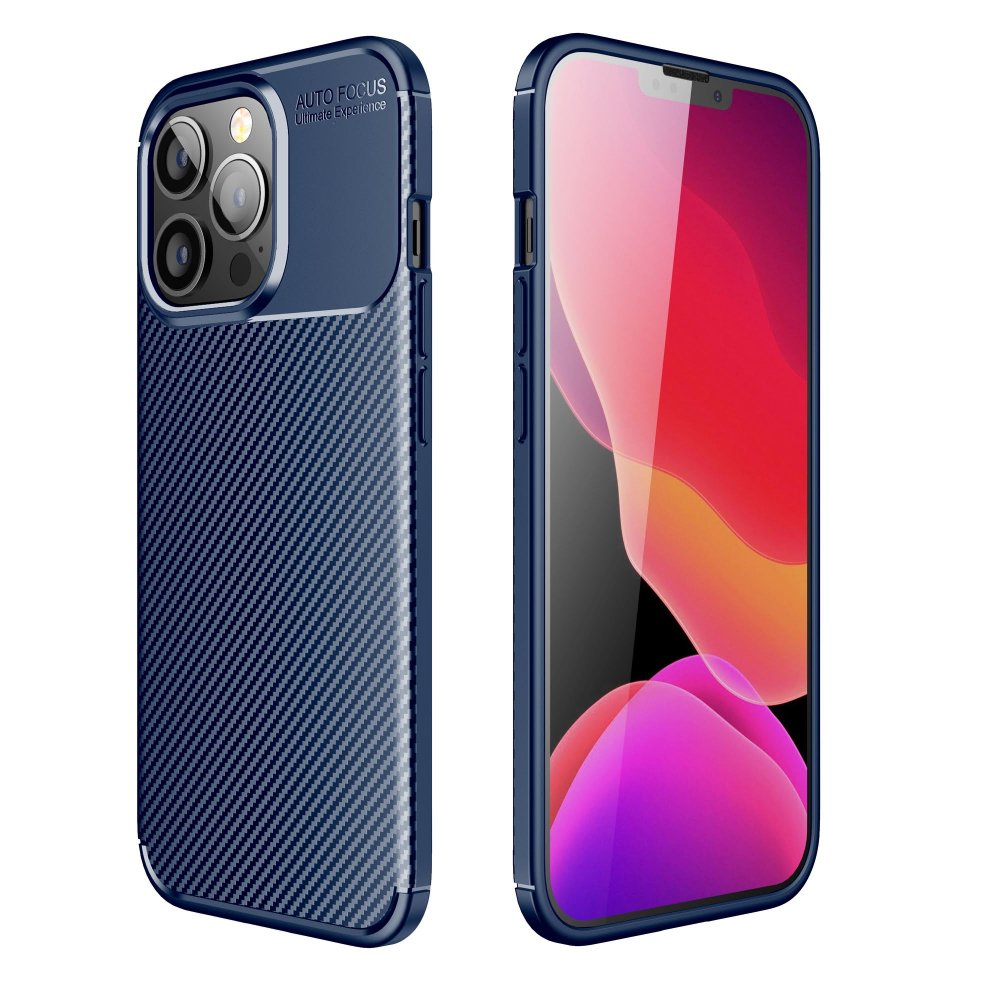Newface iPhone 13 Pro Max Kılıf Auto Focus Karbon Kapak - Lacivert