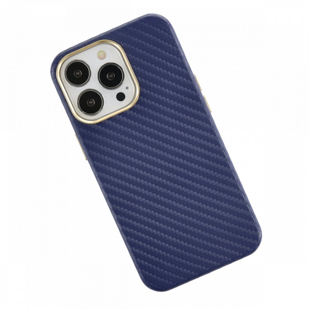 Newface iPhone 13 Pro Max Kılıf Hibrit Karbon Silikon - Mavi