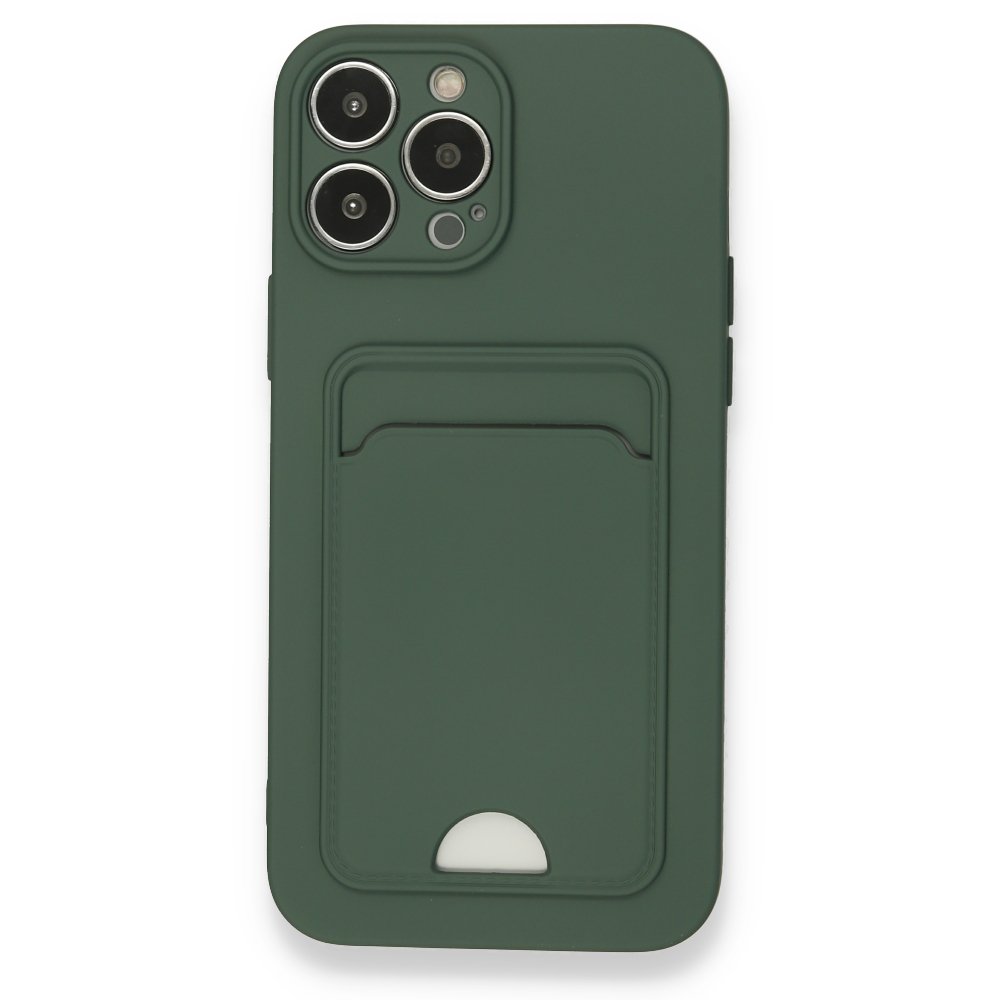 Newface iPhone 13 Pro Max Kılıf Kelvin Kartvizitli Silikon - Koyu Yeşil