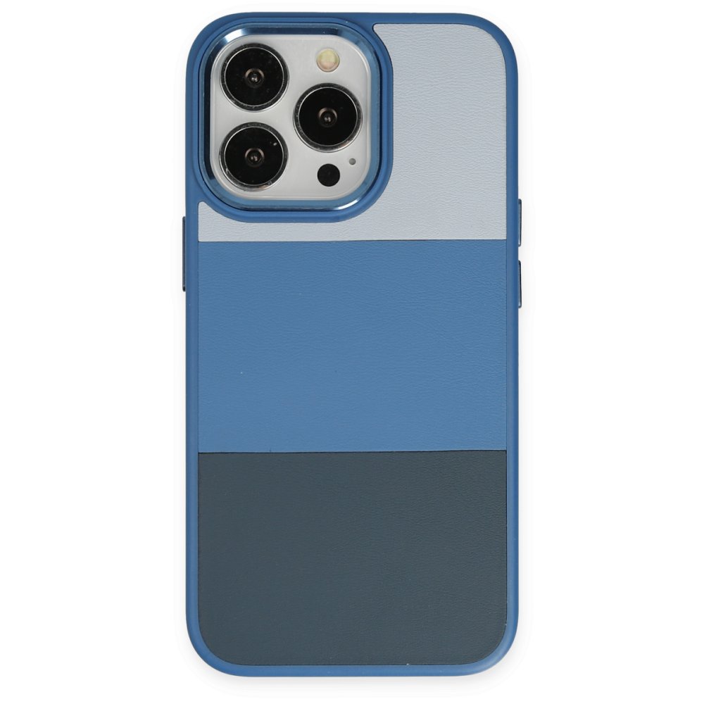 Newface iPhone 13 Pro Max Kılıf King Kapak - Açık Mavi-Lacivert