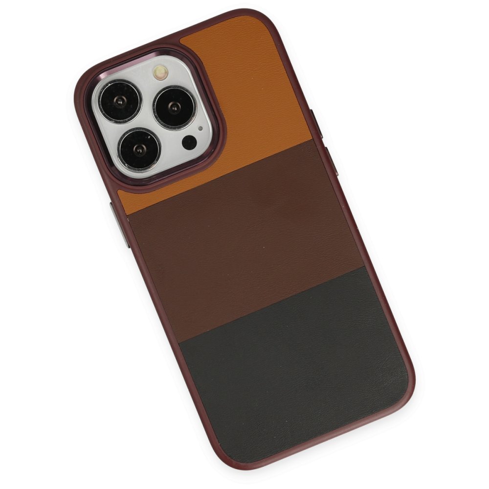 Newface iPhone 13 Pro Max Kılıf King Kapak - Bordo-Siyah
