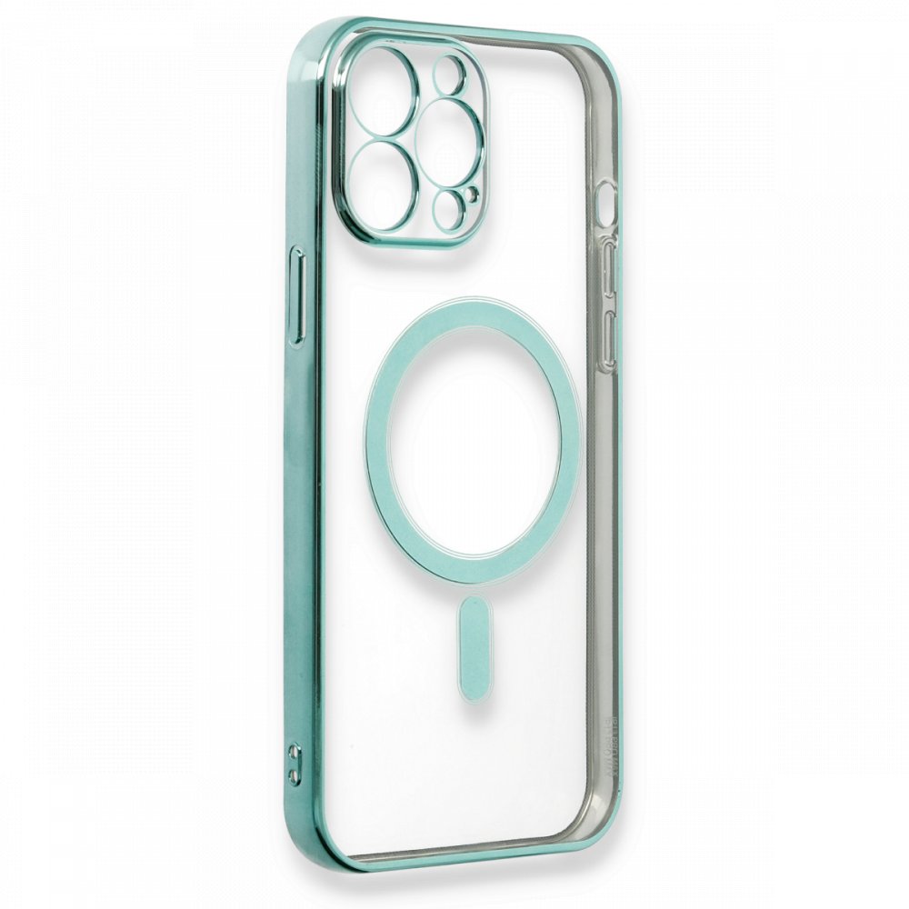 Newface iPhone 13 Pro Max Kılıf Magneticsafe Lazer Silikon - Haki Yeşil