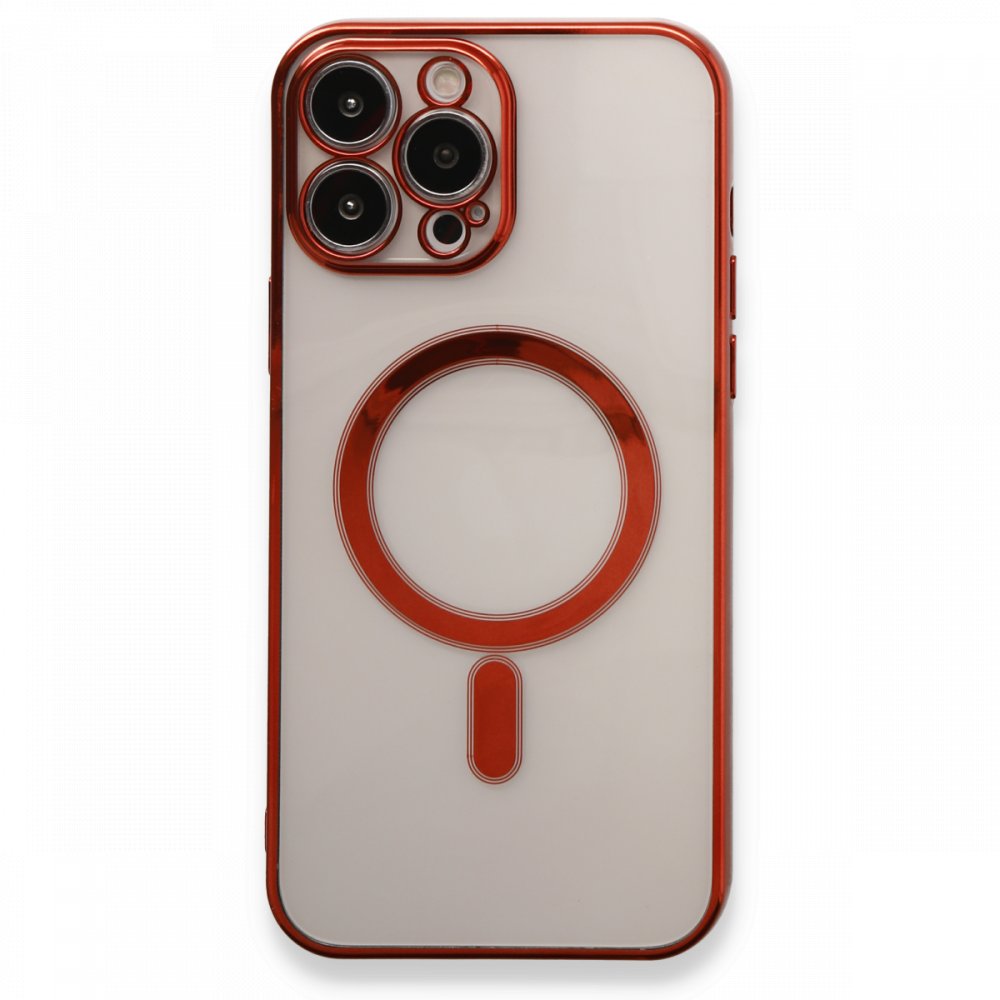Newface iPhone 13 Pro Max Kılıf Magneticsafe Lazer Silikon - Kırmızı