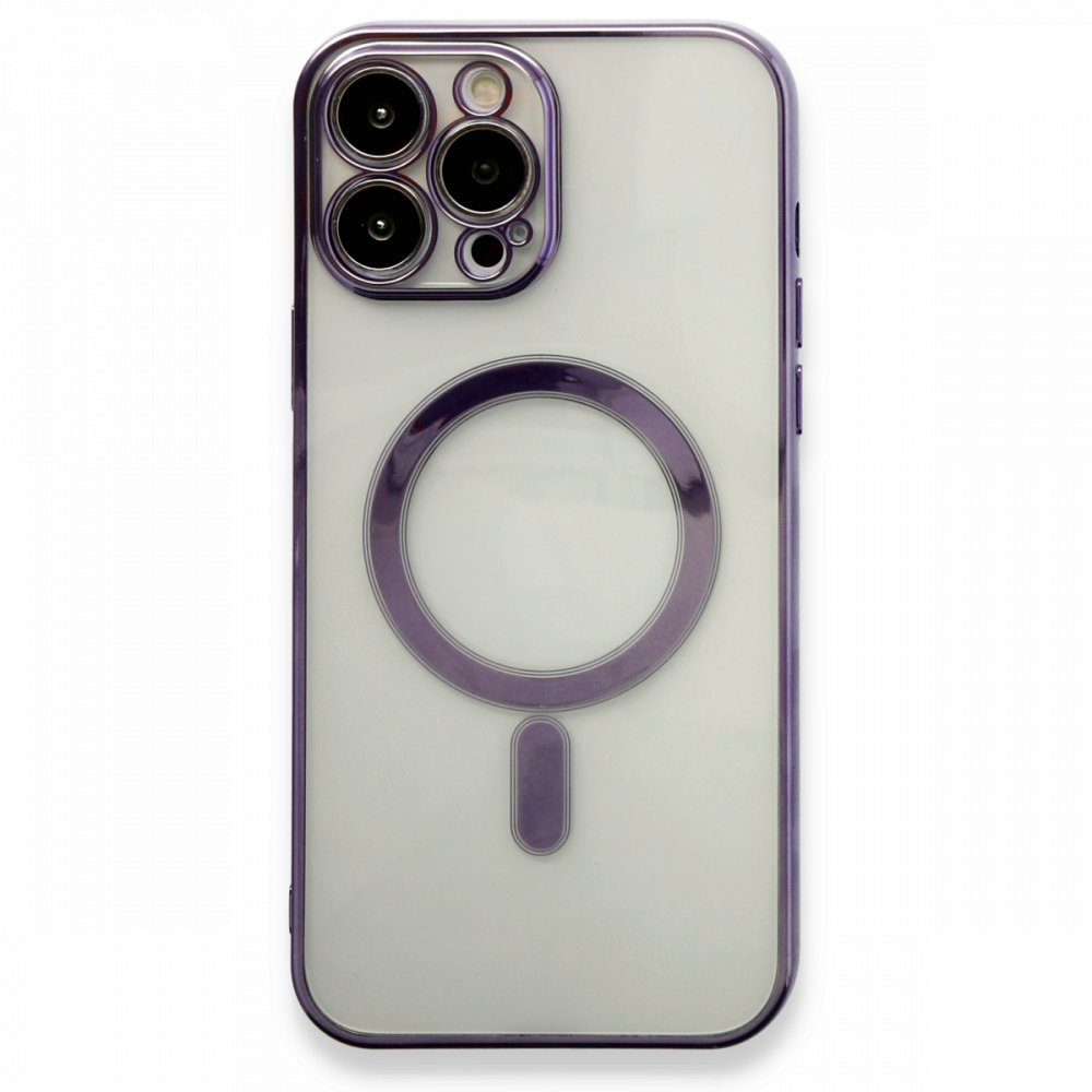 Newface iPhone 13 Pro Max Kılıf Magneticsafe Lazer Silikon - Mor