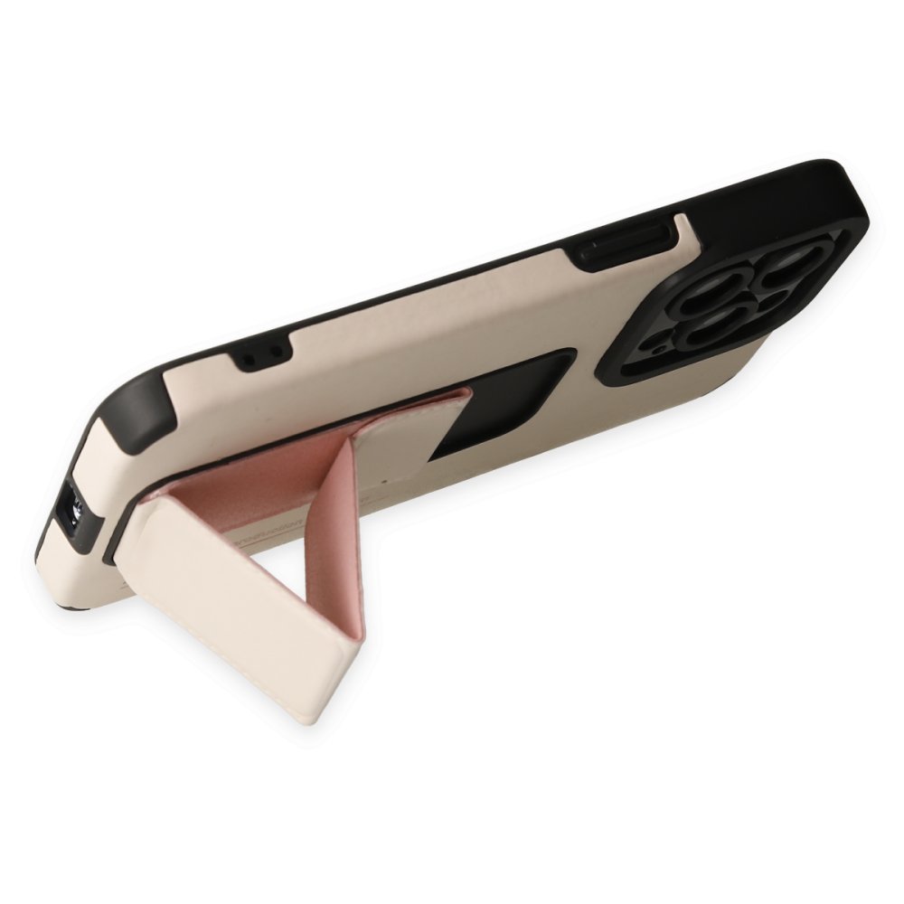 Newface iPhone 13 Pro Max Kılıf Mega Standlı Silikon - Gold