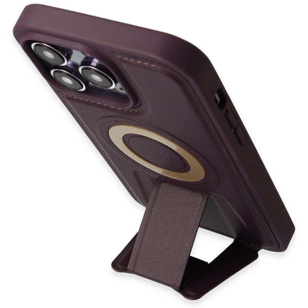 Newface iPhone 13 Pro Max Kılıf Merkür Magneticsafe Standlı Kapak - Derin Mor