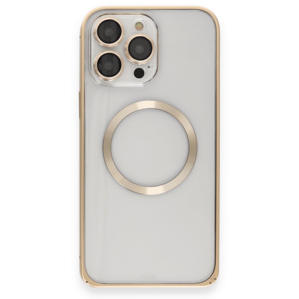 Joko iPhone 13 Pro Max Kılıf Metal Bumper Magneticsafe Kapak - Gold
