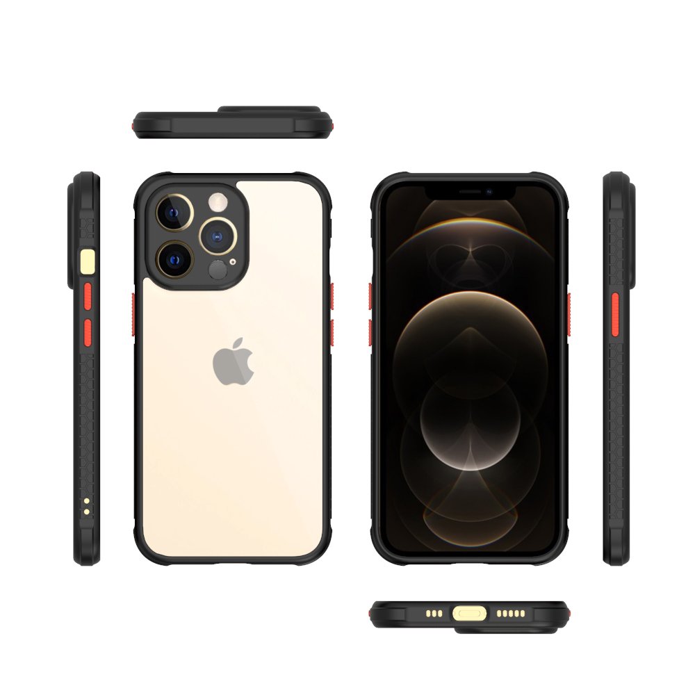 Newface iPhone 13 Pro Max Kılıf Miami Şeffaf Silikon  - Siyah