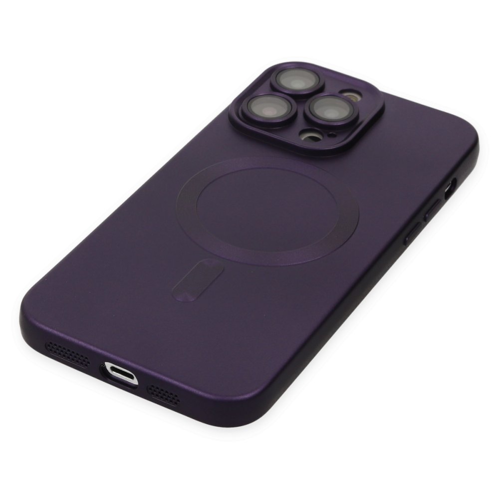 Newface iPhone 13 Pro Max Kılıf Moshi Lens Magneticsafe Silikon - Mor