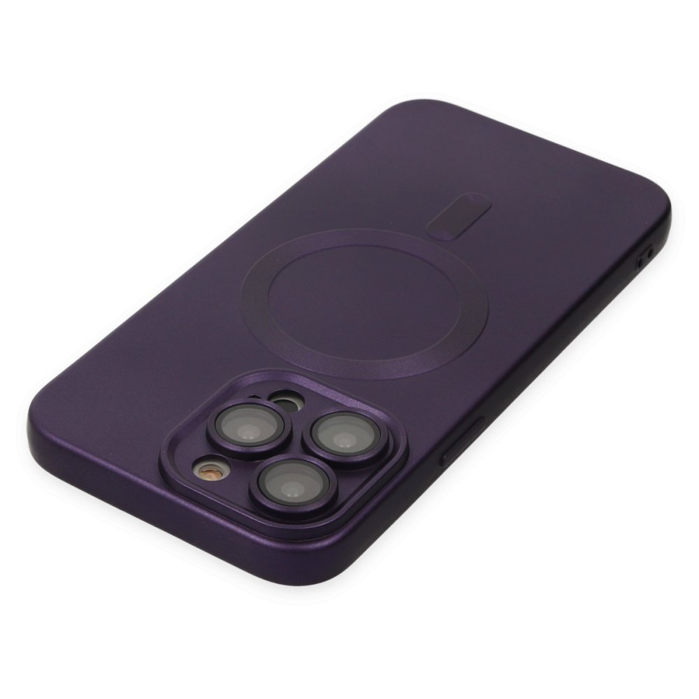 Newface iPhone 13 Pro Max Kılıf Moshi Lens Magneticsafe Silikon - Mor