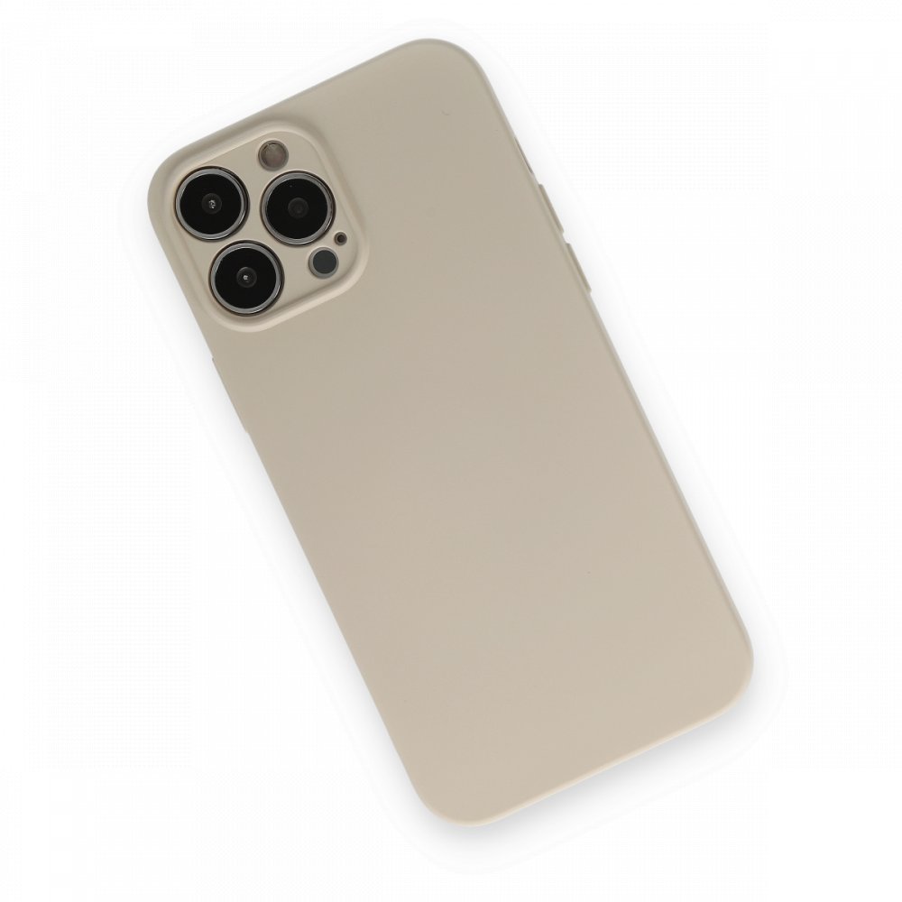 Newface iPhone 13 Pro Max Kılıf Nano içi Kadife Silikon - Bej