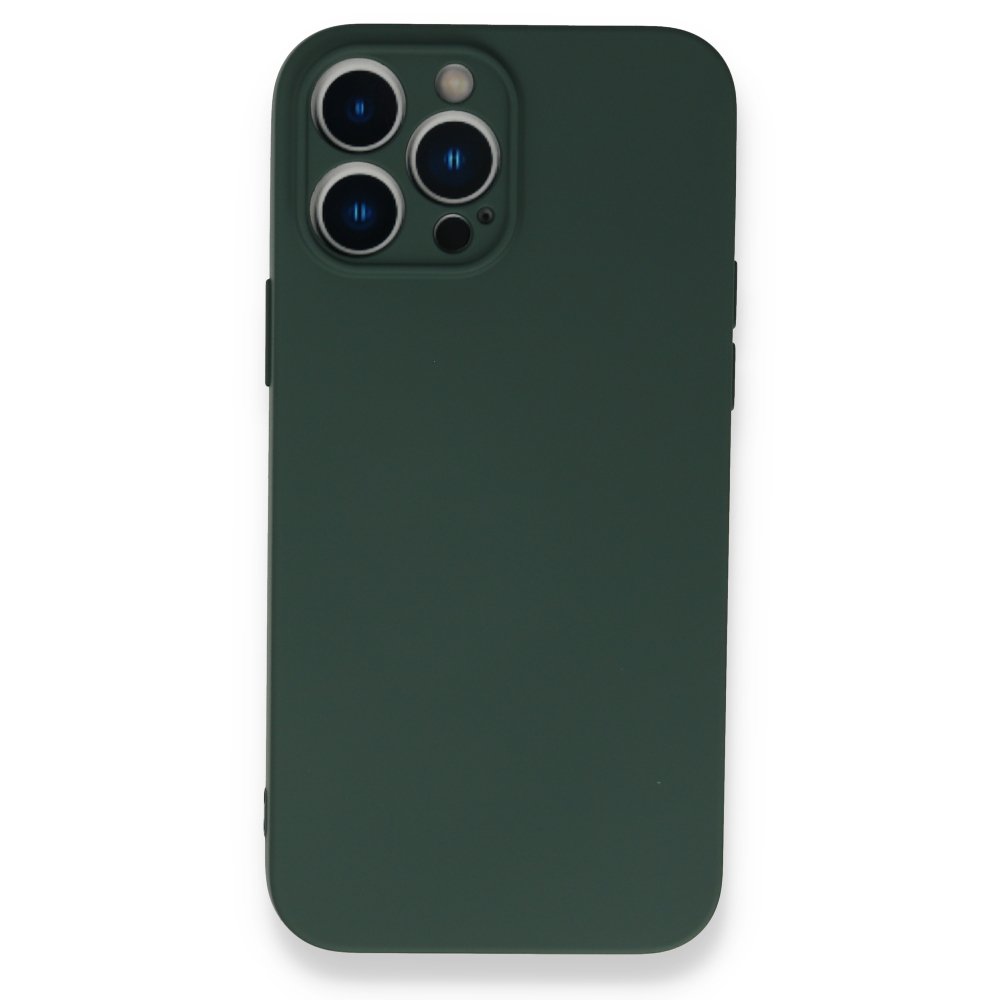 Newface iPhone 13 Pro Max Kılıf Nano içi Kadife Silikon - Koyu Yeşil