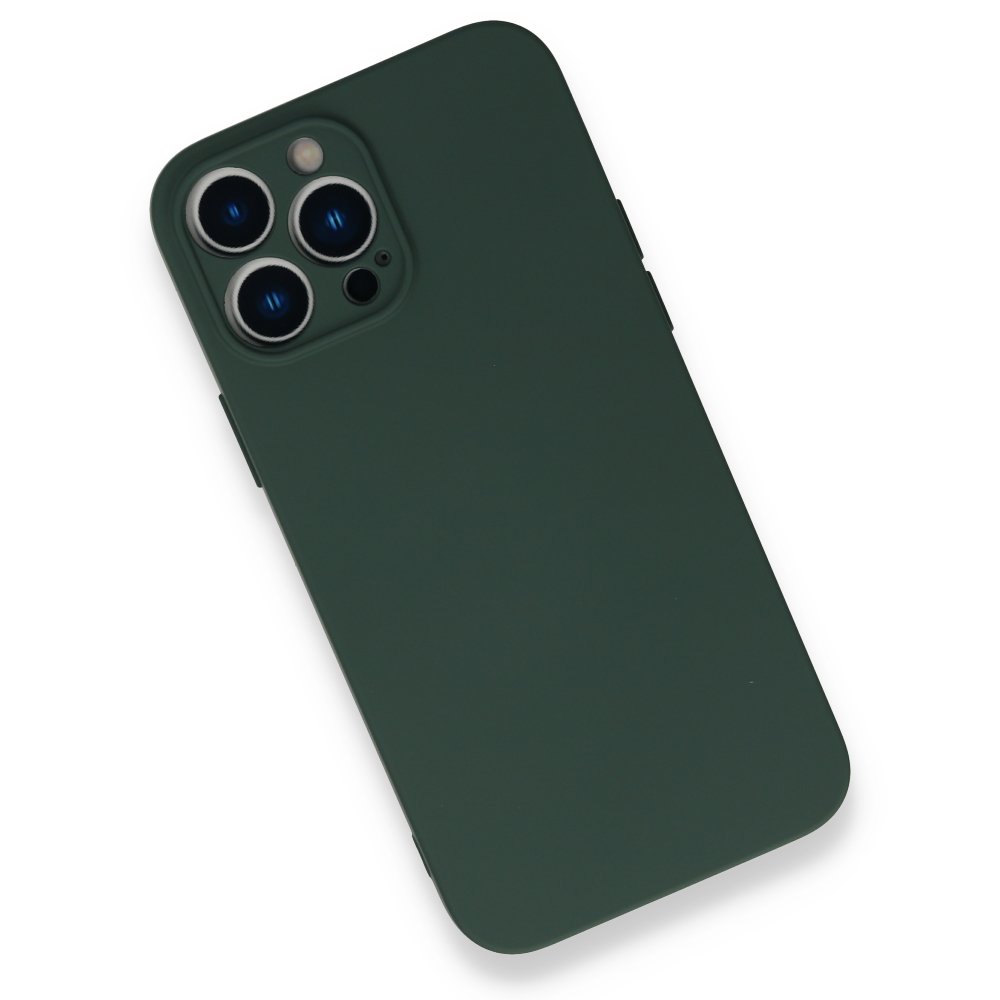 Newface iPhone 13 Pro Max Kılıf Nano içi Kadife Silikon - Koyu Yeşil