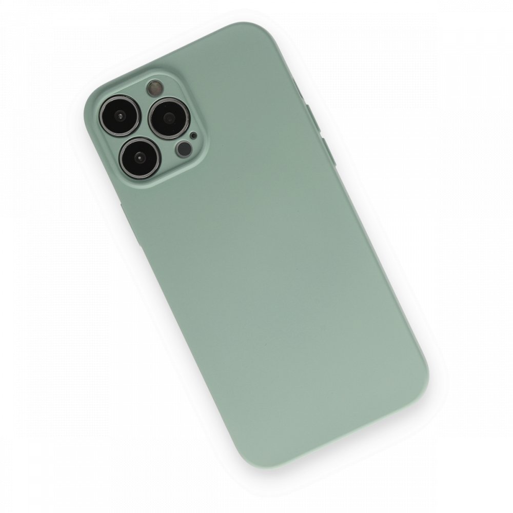 Newface iPhone 13 Pro Max Kılıf Nano içi Kadife Silikon - Su Yeşili