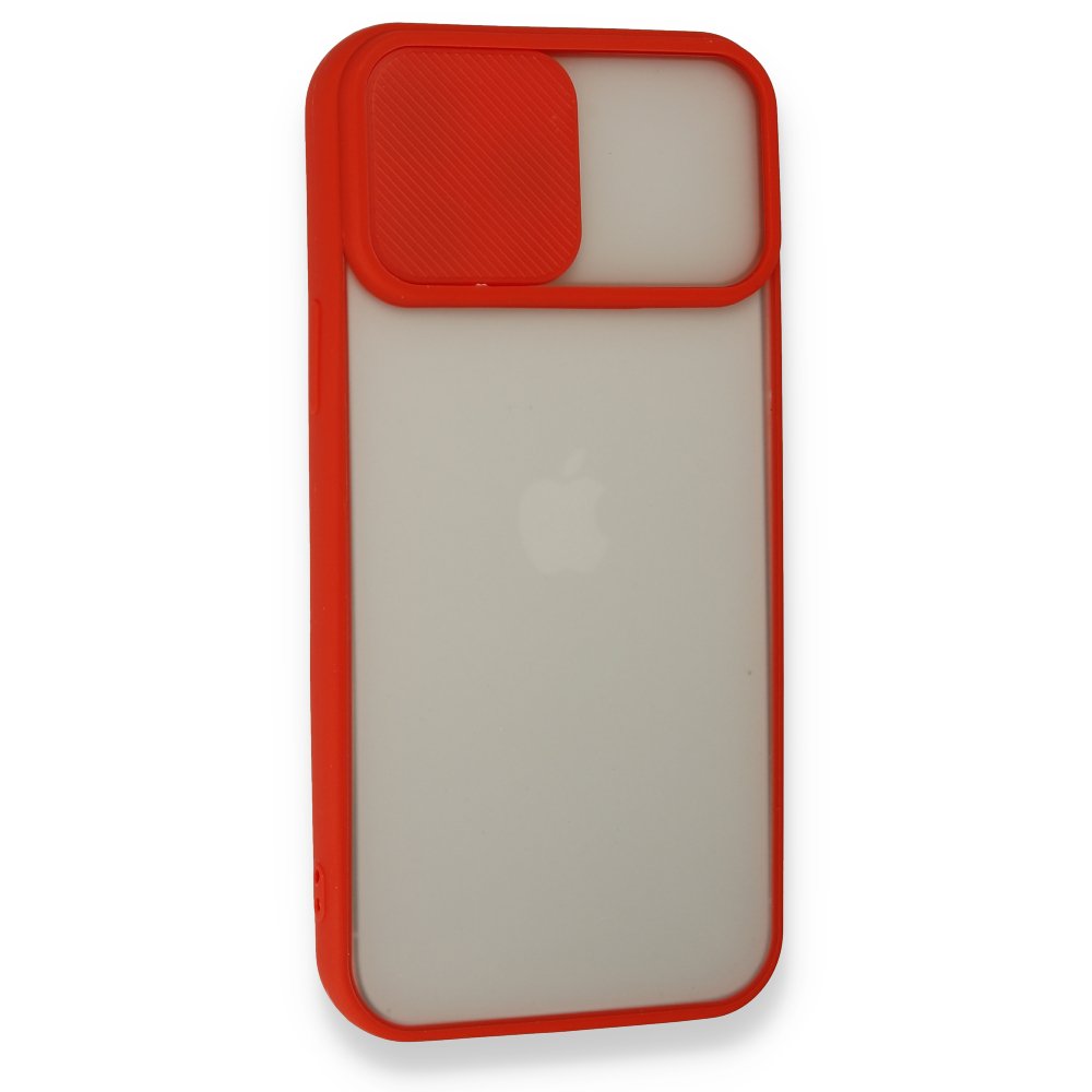 Newface iPhone 13 Pro Max Kılıf Palm Buzlu Kamera Sürgülü Silikon - Kırmızı