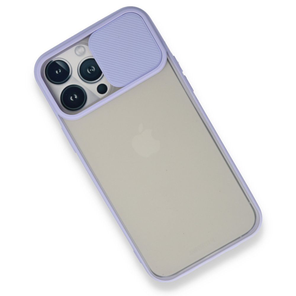 Newface iPhone 13 Pro Max Kılıf Palm Buzlu Kamera Sürgülü Silikon - Lila
