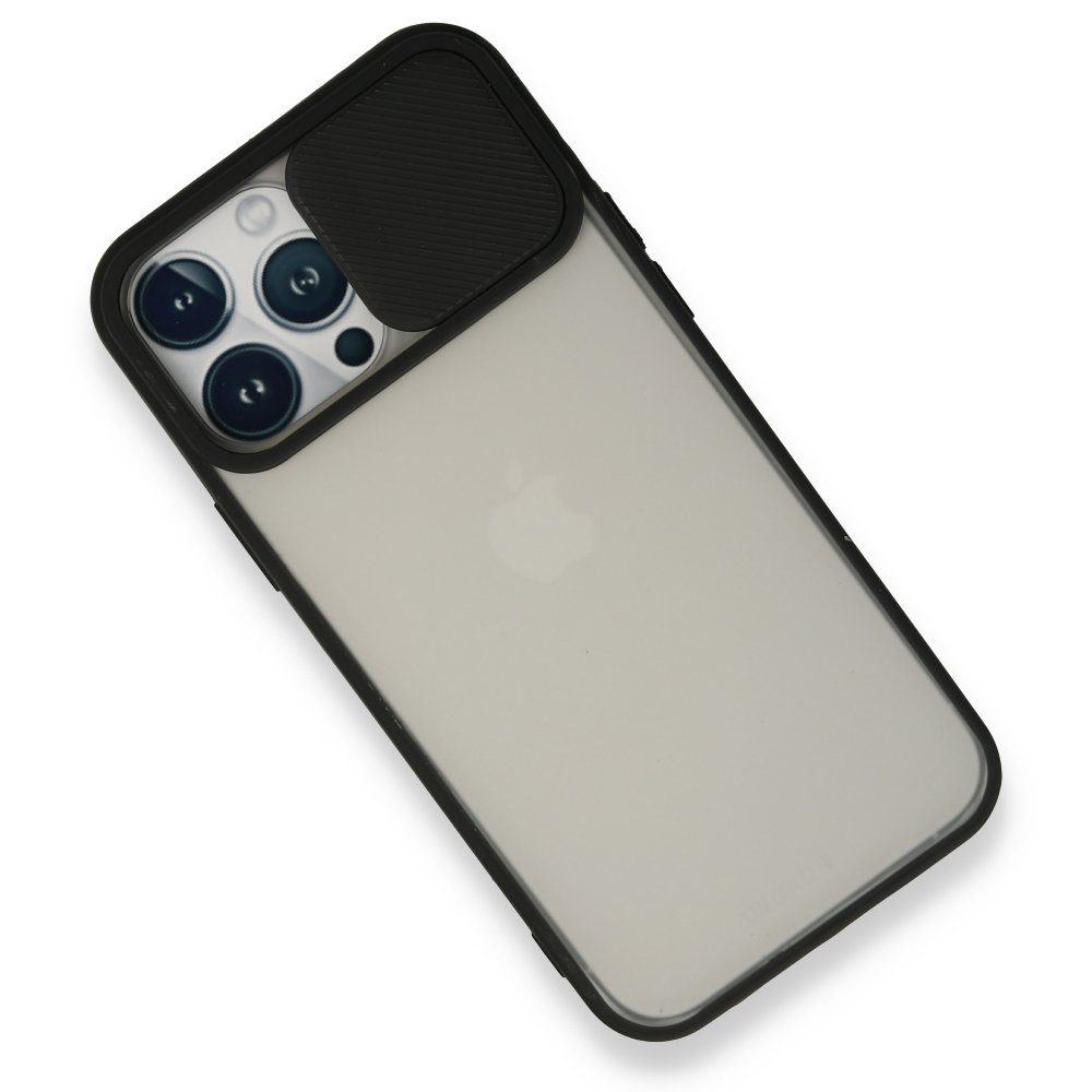 Newface iPhone 13 Pro Max Kılıf Palm Buzlu Kamera Sürgülü Silikon - Siyah