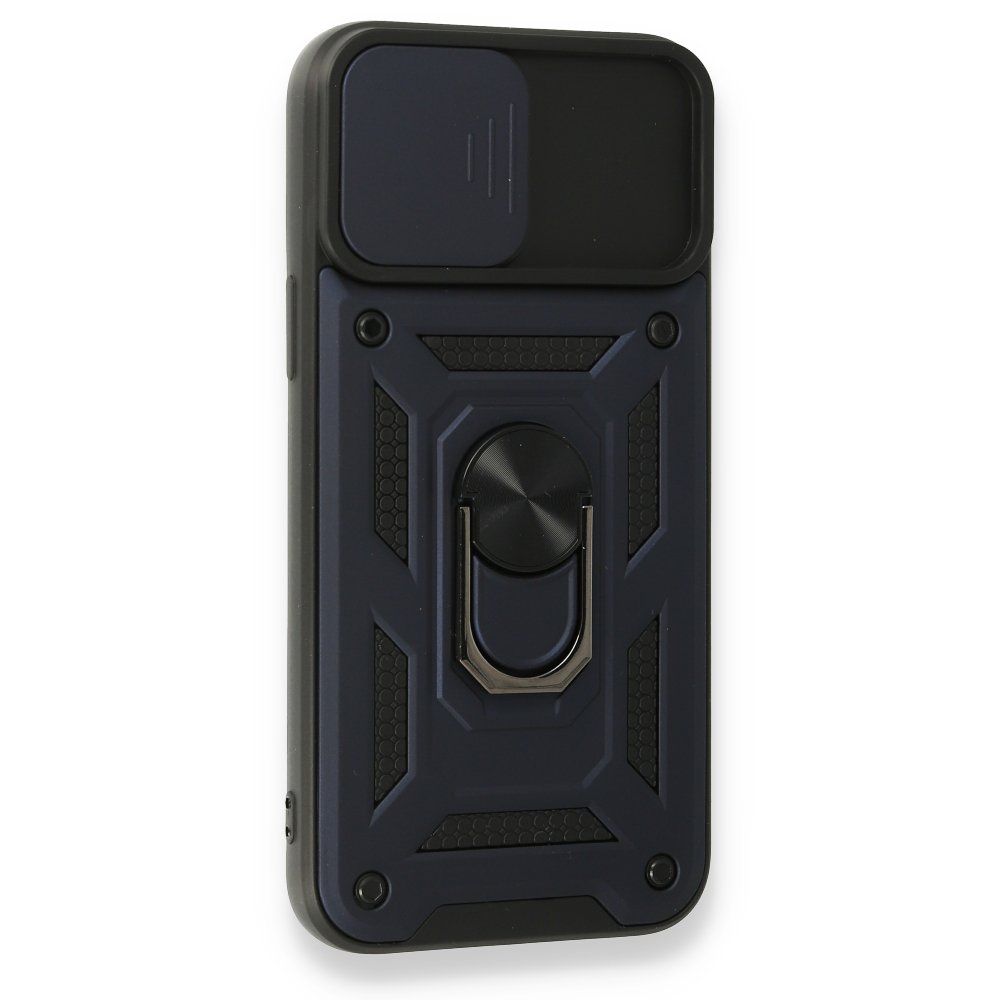 Newface iPhone 13 Pro Max Kılıf Pars Lens Yüzüklü Silikon - Lacivert