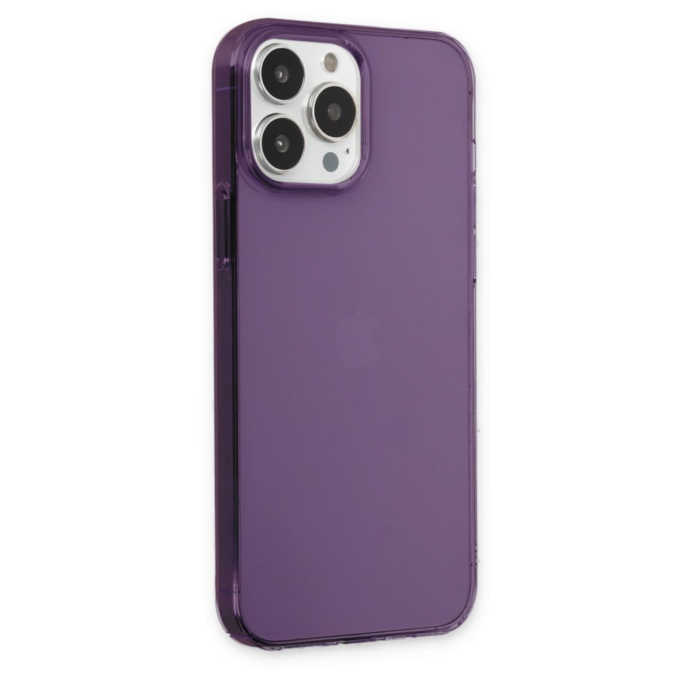 Newface iPhone 13 Pro Max Kılıf Pc Sert Şeffaf Kapak - Mor