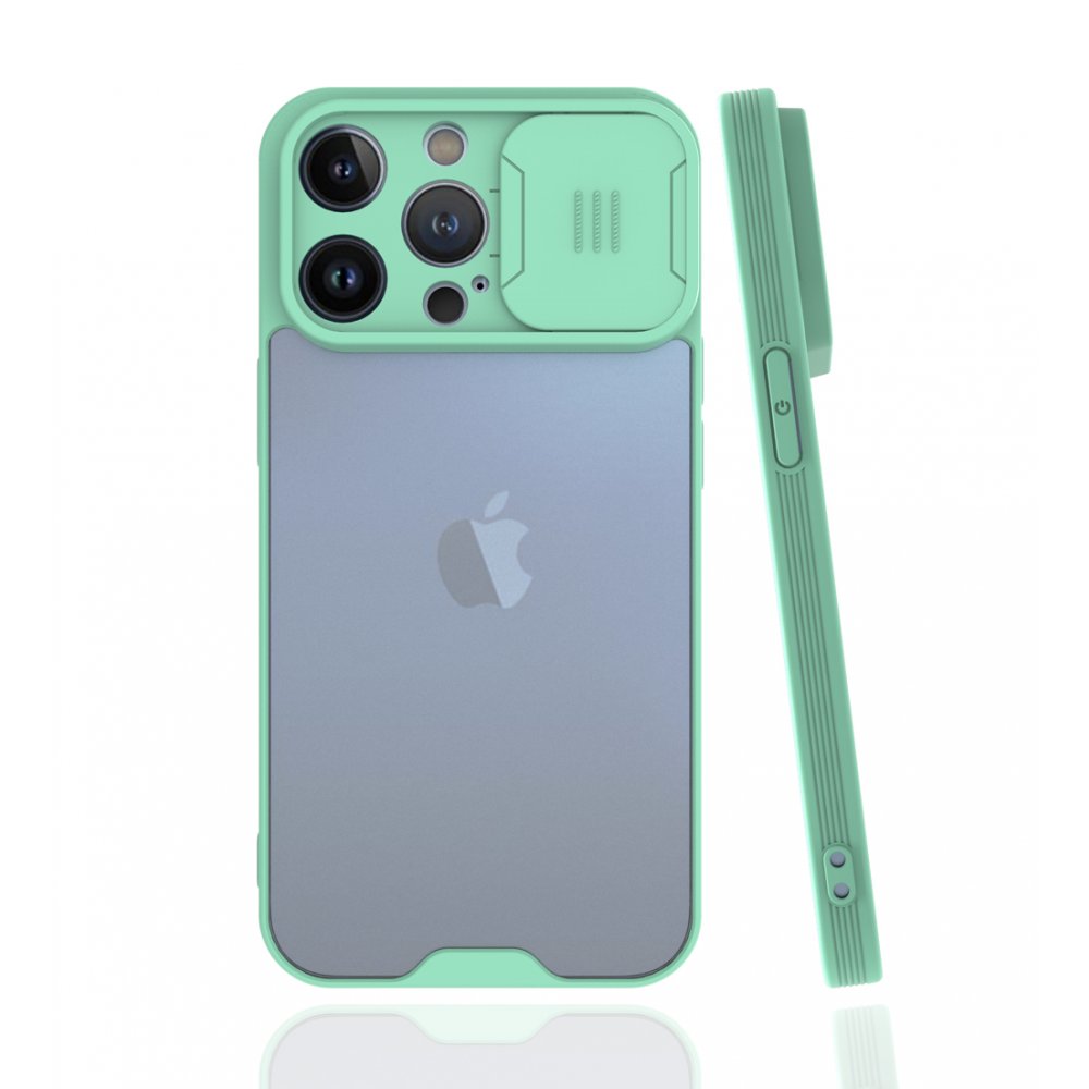 Newface iPhone 13 Pro Max Kılıf Platin Kamera Koruma Silikon - Açık Yeşil