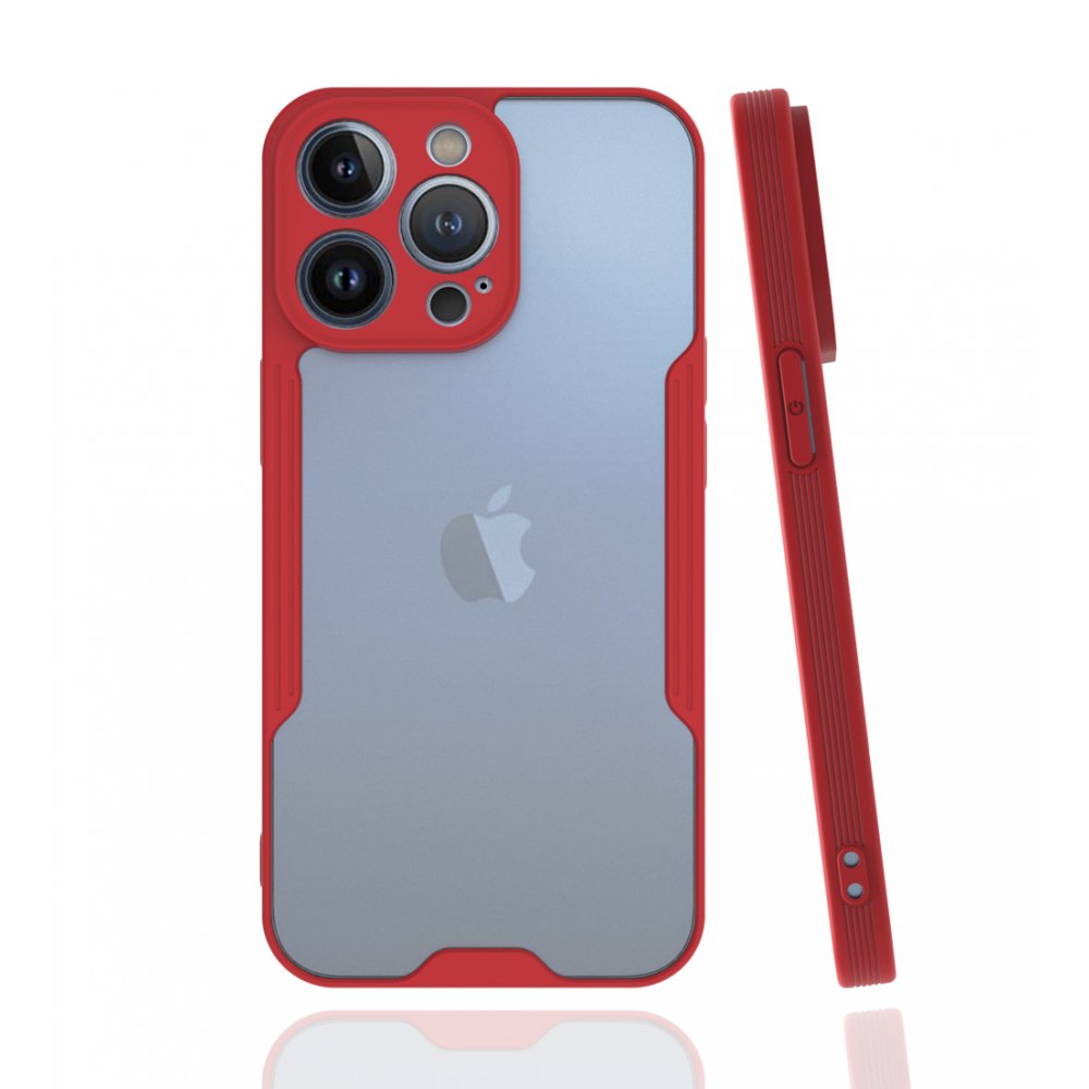 Newface iPhone 13 Pro Max Kılıf Platin Silikon - Kırmızı