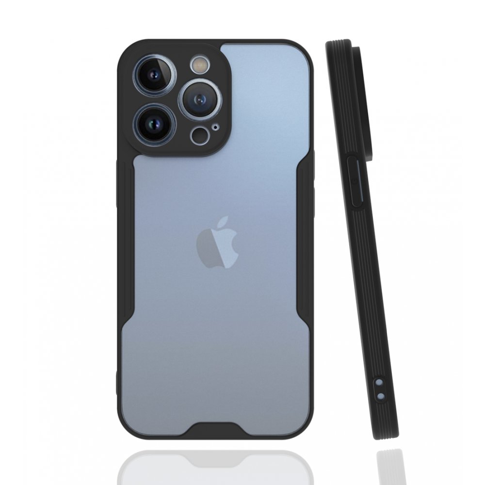 Newface iPhone 13 Pro Max Kılıf Platin Silikon - Siyah