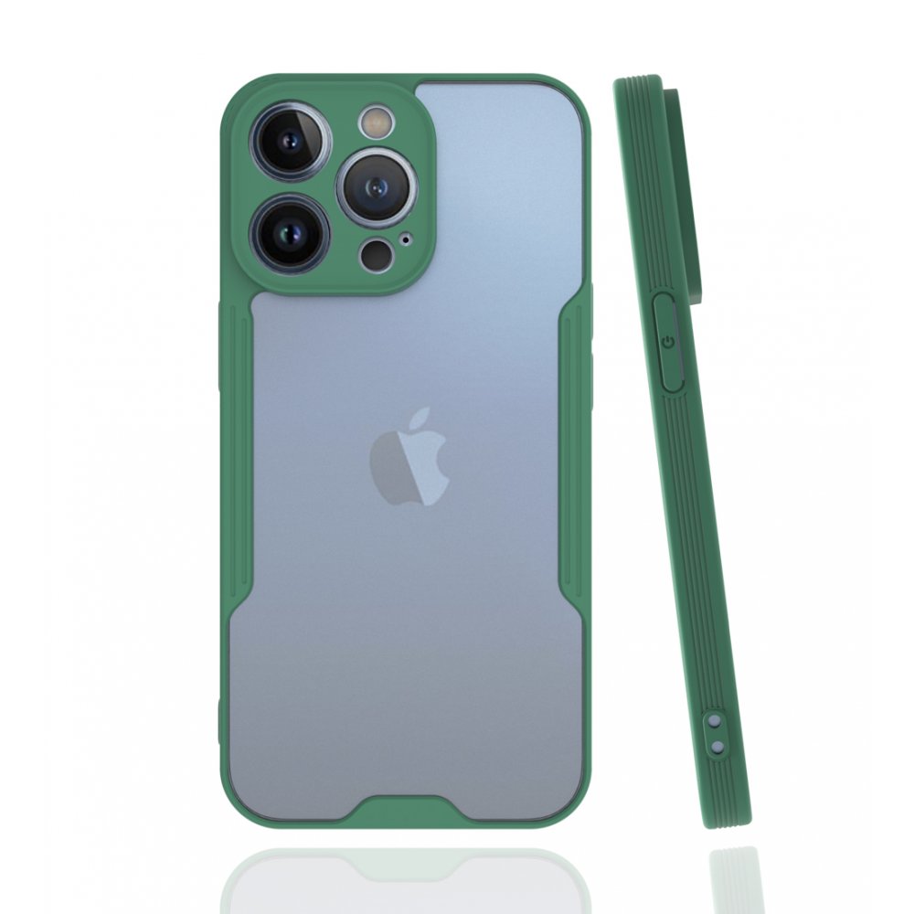 Newface iPhone 13 Pro Max Kılıf Platin Silikon - Yeşil