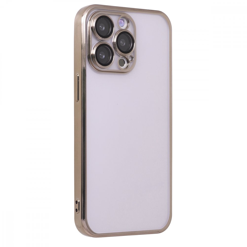 Newface iPhone 13 Pro Max Kılıf Razer Lensli Silikon - Gold
