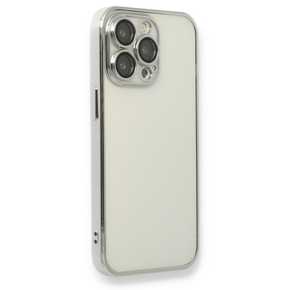 Newface iPhone 13 Pro Max Kılıf Razer Lensli Silikon - Gümüş