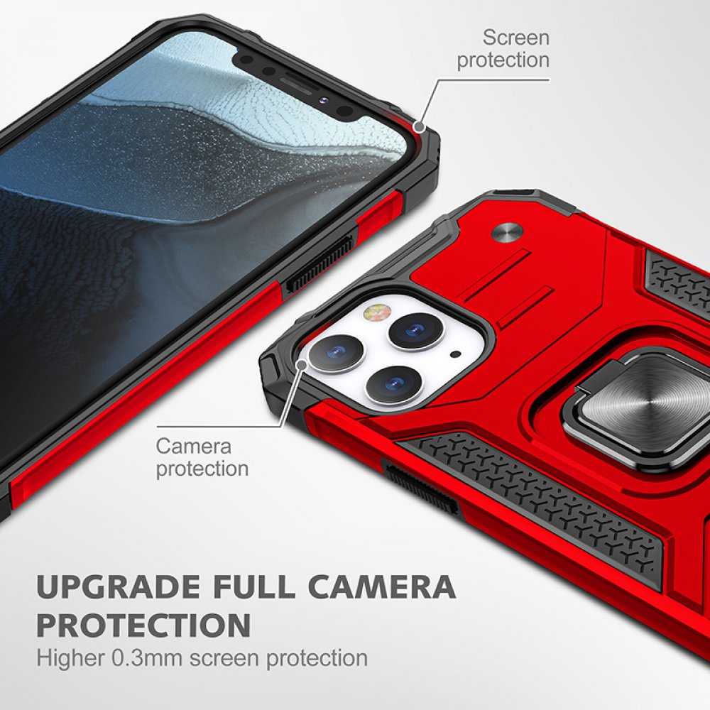 Newface iPhone 13 Pro Max Kılıf Zegna Yüzüklü Silikon Kapak - Kırmızı