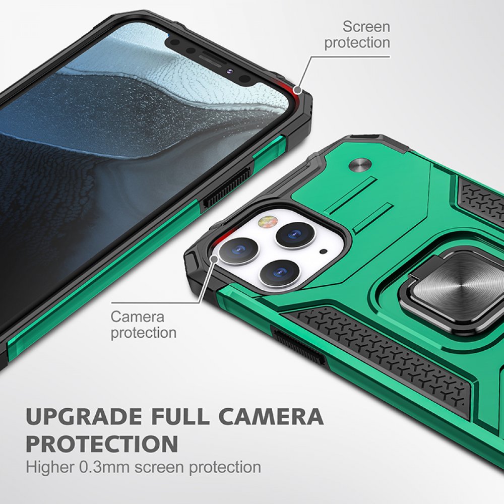 Newface iPhone 13 Pro Max Kılıf Zegna Yüzüklü Silikon Kapak - Koyu Yeşil